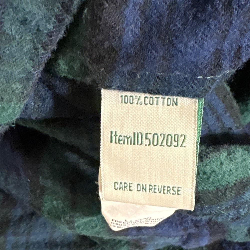 LL Bean Mens Large Relaxed Fit Full Zip Hooded‎ Flannel Black Watch Plaid 502092 - Picture 4 of 7